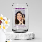 Graduation Party Simple Modern Script Photo Paars Blikvorm Glas