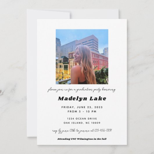 Graduation Party Sjabloon Modern Afstuderen Uitnod Kaart (Achterkant)