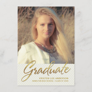 Graduation Party - Sophisticated Pin Stripes Photo Kaart