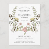 Graduation Party Spring Flowers Uitnodiging Briefkaart (Voorkant)