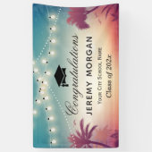 Graduation Party String Lights Summer Palm Trees Spandoek (Verticaal)