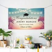 Graduation Party String Lights Summer Palm Trees Spandoek