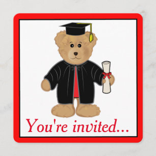 Graduation Party Teddy Bear Pet and Gown Kaart