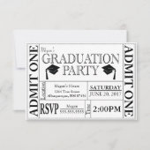 Graduation Party Ticket Invitation Kaart (Voorkant)
