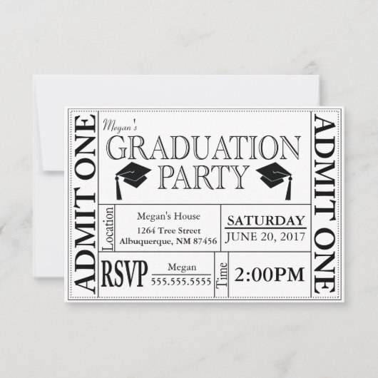 Graduation Party Ticket Invitation Kaart (Voorkant)