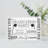 Graduation Party Ticket Invitation Kaart (Staand voorkant)