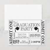 Graduation Party Ticket Invitation Kaart (Voorkant / Achterkant)