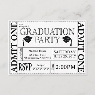 Graduation Party Ticket Invitation Kaart