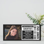 Graduation Party Ticket Invitations, Black White Kaart (Staand voorkant)