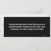 Graduation Party Ticket Invitations, Black White Kaart (Achterkant)