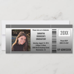 Graduation Party Ticket Invitations with Photo Kaart
