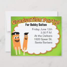 Graduation Party Time Cute Cartoon Pop Kaart