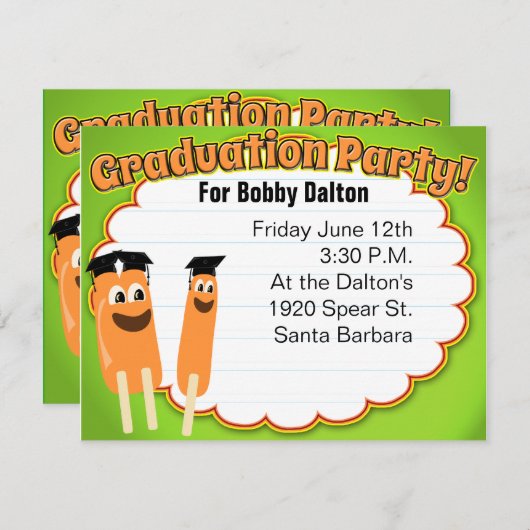 Graduation Party Time Cute Cartoon Pop Kaart