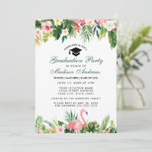 Graduation Party Tropical Floral Green Kaart (Staand voorkant)