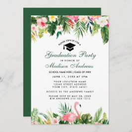 Graduation Party Tropical Floral Green Kaart