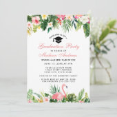 Graduation Party Tropical Floral roze Kaart (Staand voorkant)