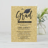Graduation Party Typography Modern Gold Glitter Kaart (Staand voorkant)