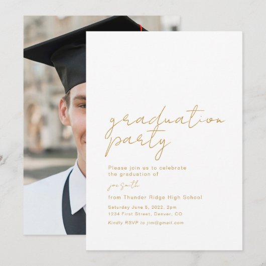 Graduation Party Uitnodiging Aankondiging Foto (Voorkant / Achterkant)