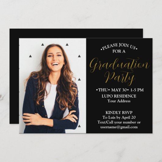 Graduation Party Uitnodiging Kaart (Voorkant / Achterkant)