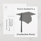 Graduation Party-uitnodigingen, Silver en Black Pe Uitnodiging Briefkaart (Voorkant / Achterkant)