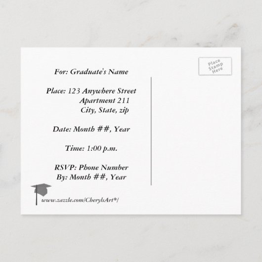 Graduation Party-uitnodigingen, Silver en Black Pe Uitnodiging Briefkaart (Achterkant)