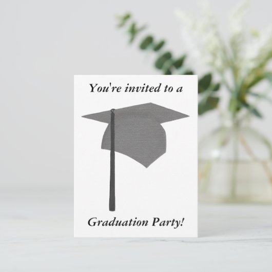 Graduation Party-uitnodigingen, Silver en Black Pe Uitnodiging Briefkaart (Staand voorkant)