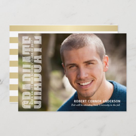 Graduation Party Varsity Lettering Typography Kaart (Voorkant / Achterkant)