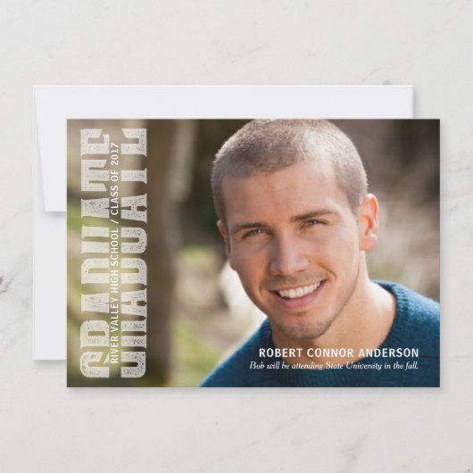 Graduation Party Varsity Lettering Typography Kaart (Voorkant)