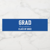 Graduation Party Waterfles Labels Blauw Etiket (Enkel label)
