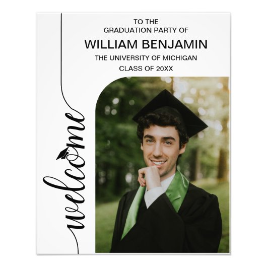 Graduation Party Welcome with Modern Photo Arch Foto Afdruk (Voorkant)
