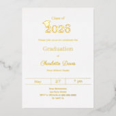 Graduation party white gold class of 2026 luxury folie uitnodiging (Voorkant)