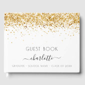Graduation party white gold glitter substance 2023 gastenboek (Voorkant)