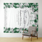 Graduation Party White Green Balloons Streamer Wandkleed (In Situ (horizontaal))