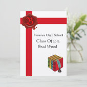 GRADUATION PARTY, White Red Wax Seal Monogram, vil Kaart (Staand voorkant)