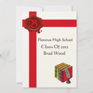GRADUATION PARTY, White Red Wax Seal Monogram, vil Kaart