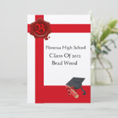 GRADUATION PARTY, White Red Wax Seal Monogram, vil Kaart (Staand voorkant)