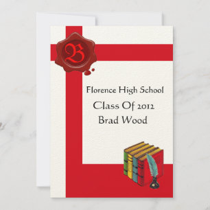 GRADUATION PARTY, White Red Wax Seal Monogram, vil Kaart