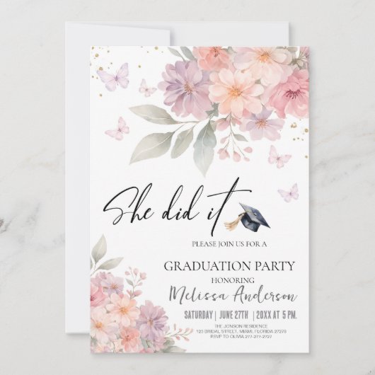 Graduation Party Wildflower Photo Kaart (Voorkant)