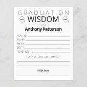 Graduation Party Wisdom Card Gold Confetti Guests (Voorkant)