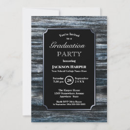Graduation Party Wood Silver Border Kaart