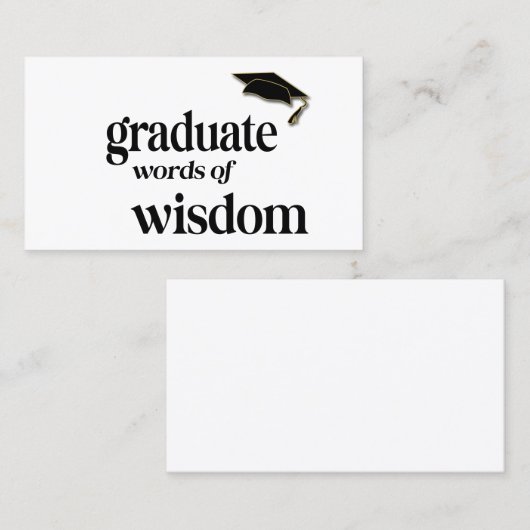 Graduation Party Words of Wisdom Guest Advice Contactkaartje (Voorkant / Achterkant)