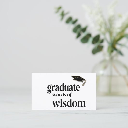 Graduation Party Words of Wisdom Guest Advice Contactkaartje (Staand voorkant)