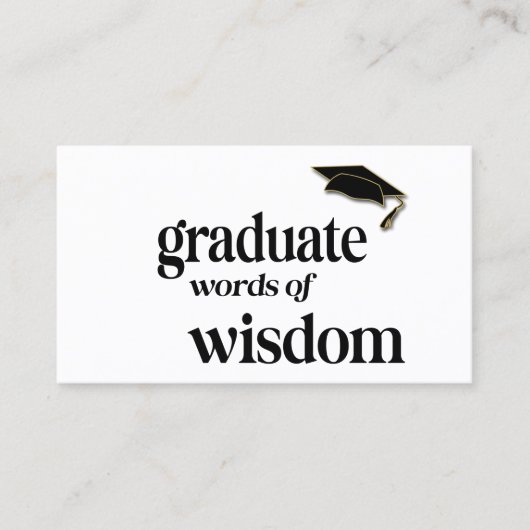 Graduation Party Words of Wisdom Guest Advice Contactkaartje (Voorkant)