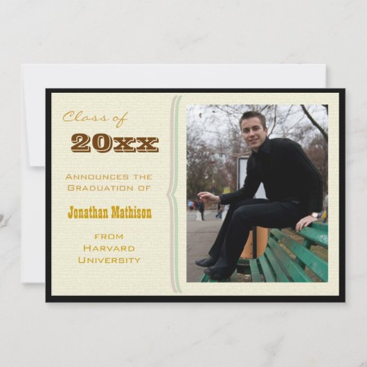 Graduation Party Yellow Photo Invitation Kaart (Voorkant)