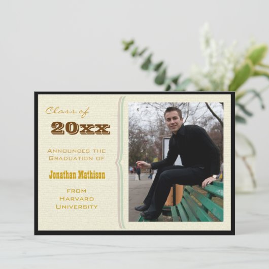 Graduation Party Yellow Photo Invitation Kaart (Staand voorkant)