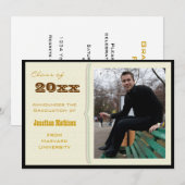 Graduation Party Yellow Photo Invitation Kaart (Voorkant / Achterkant)