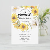 Graduation Party Yellow White Sunflower Party Kaart (Staand voorkant)