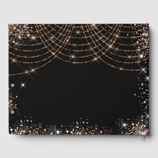 Graduation party zwart goud schittert gastenboek (Achterkant)