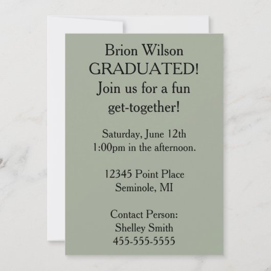 Graduation Party. Zwart, grijs, Matte 5 x 7 inch Kaart (Achterkant)