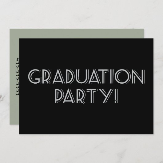 Graduation Party. Zwart, grijs, Matte 5 x 7 inch Kaart (Voorkant / Achterkant)